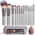 Travel Makeup Brush Set -- 14 Piece Professional Brush Kit with Sponge and Travel Case