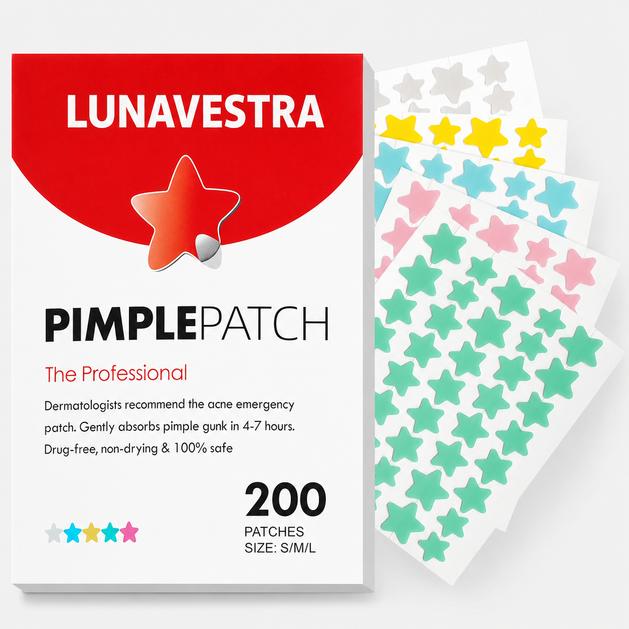 Star-Shaped Blemish Patches – Hydrocolloid, Pack of 200