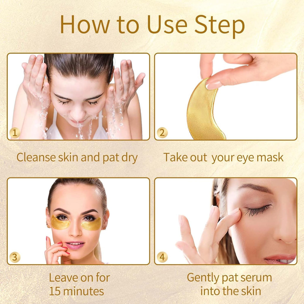Under Eye Patches -- Hydrating Eye Mask with Hyaluronic Acid, Rose, Aloe Vera and Gold -- 40 Pairs
