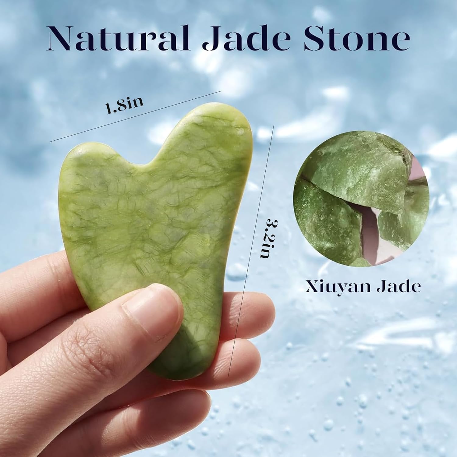 Jade Gua Sha Stone -- Facial Massage Tool for Sculpting and Skin Care
