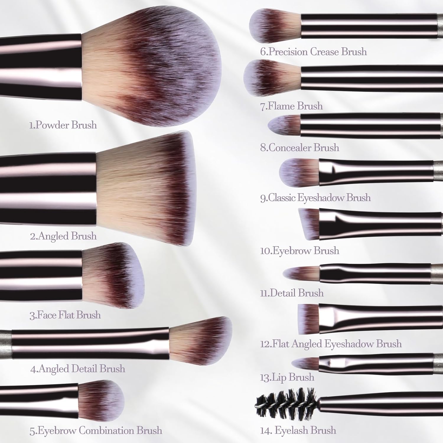 Travel Makeup Brush Set -- 14 Piece Professional Brush Kit with Sponge and Travel Case