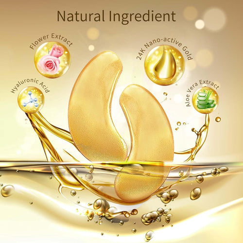 Under Eye Patches -- Hydrating Eye Mask with Hyaluronic Acid, Rose, Aloe Vera and Gold -- 40 Pairs