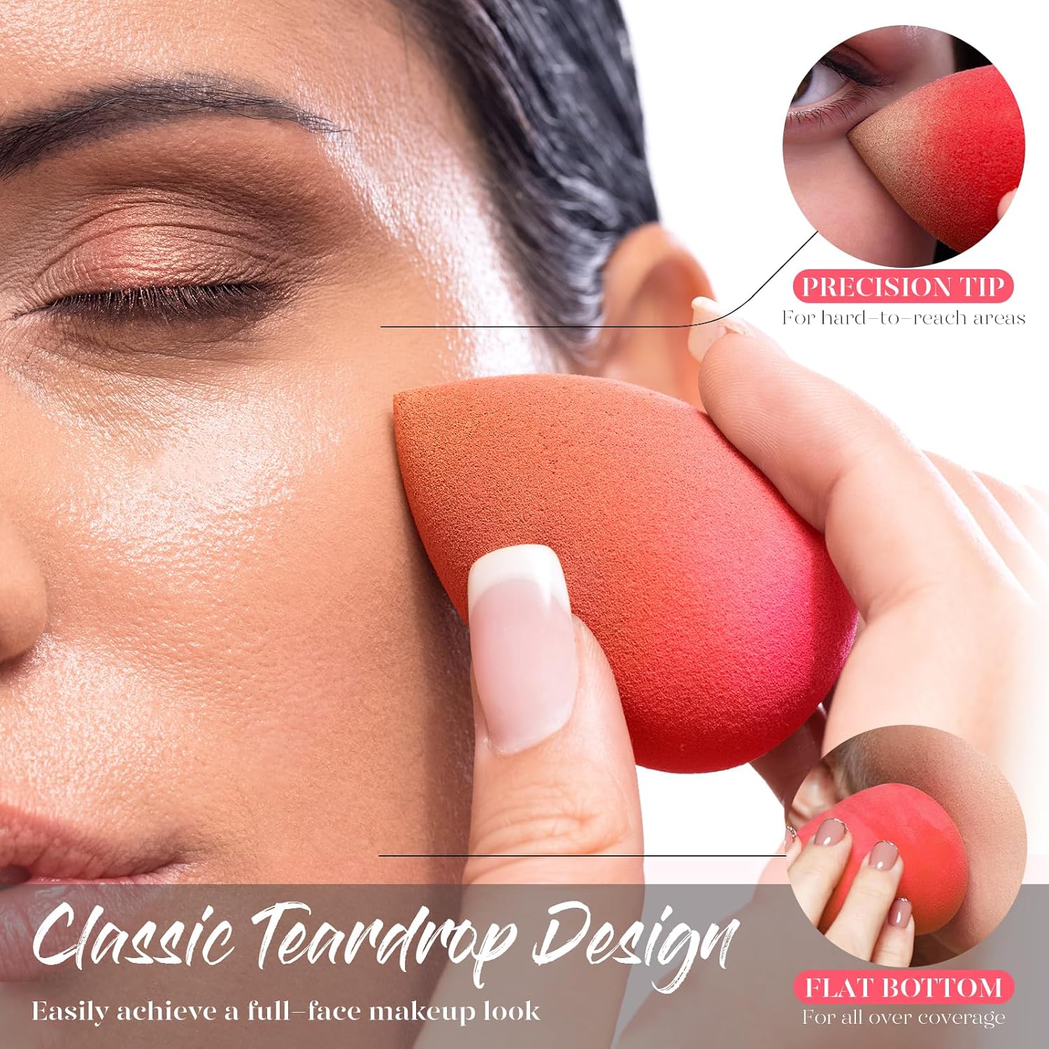 Makeup Sponge Blender -- Teardrop Beauty Sponge for Foundation and Full Face Application