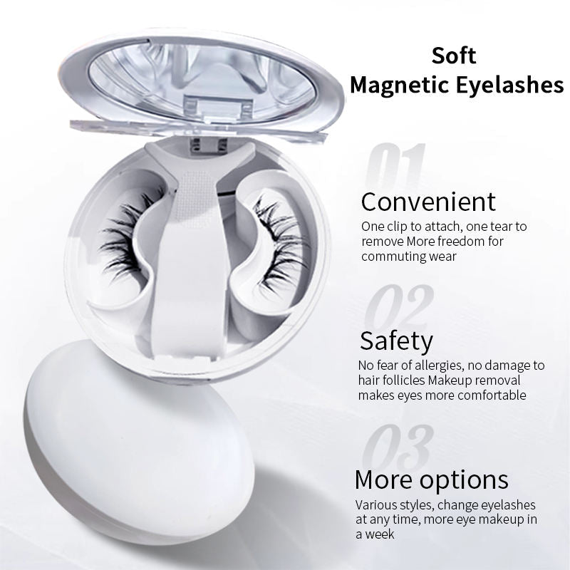 Magnetic False Eyelashes with Applicator Clamp and Mirror Case