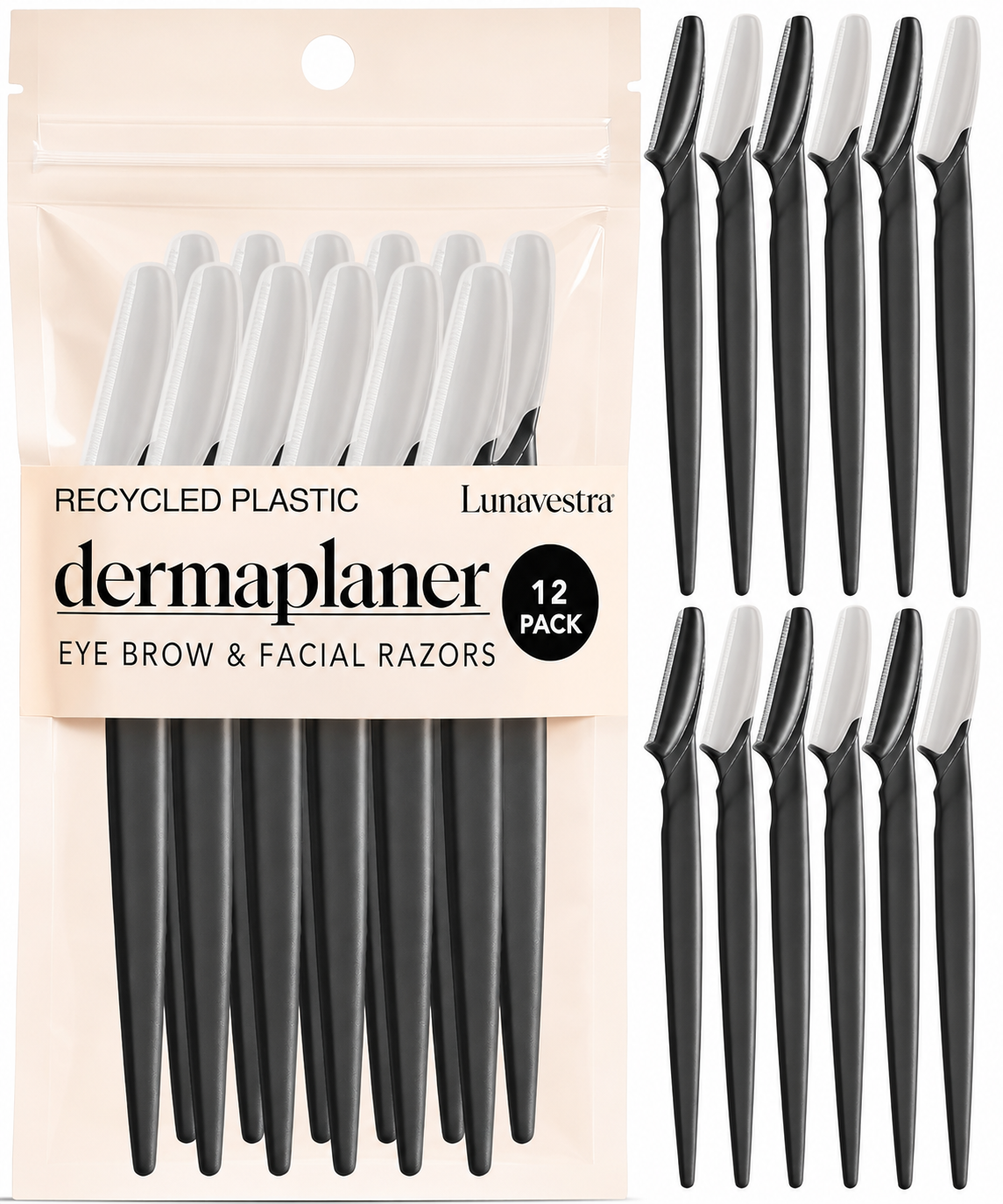 Dermaplaning Facial Razors – Eyebrow & Face, Pack of 12